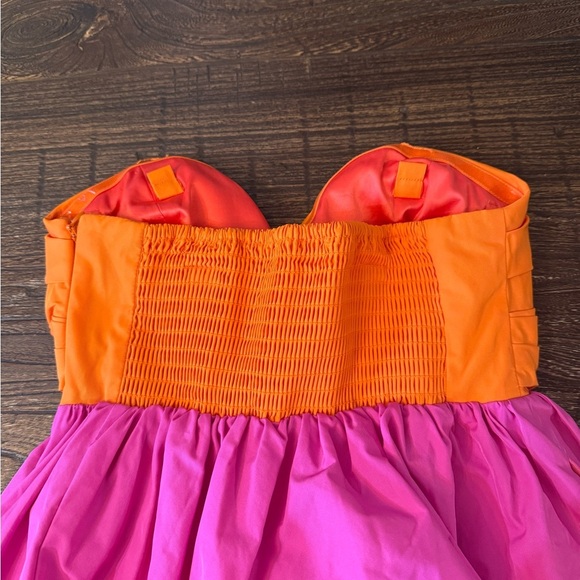 Kate Spade Twist Bodice Colorblock Dress Pink Orange 0 Strapless - Picture 6 of 11
